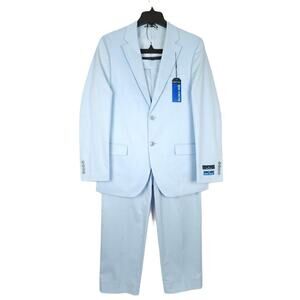 Nautica Men's Modern-Fit Stretch Cotton 2-Piece Suit Light Blue 40S 34x32 NWT